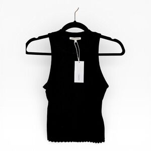 Cotton Citizen Black Ribbed Cut Out Tank Top Sleeveless Made USA Size M NWT